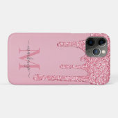  Blush Pink Sparkle Glitter Drift Monogram Case-Mate iPhone Case (Achterkant (horizontaal))