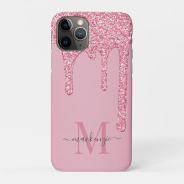  Blush Pink Sparkle Glitter Drift Monogram Case-Mate iPhone Case