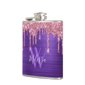 Blush Pink Sparkle Glitter Drift Monogram Paars Heupfles (Links)