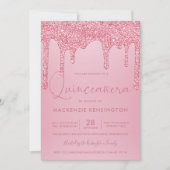 Blush Pink Sparkle Glitter Drift Quinceañera Kaart (Voorkant)