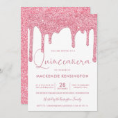 Blush Pink Sparkle Glitter Drift Quinceañera Kaart (Voorkant / Achterkant)