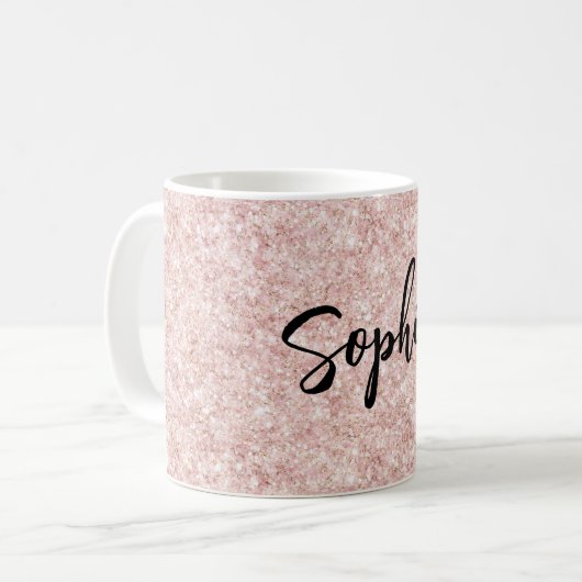 Blush Pink Sparkle Glitter Koffiemok (Voorkant links)