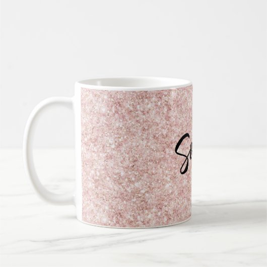 Blush Pink Sparkle Glitter  Koffiemok (Links)