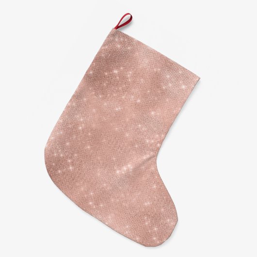 Blush Pink Sparkle Grote Kerstsok (Voorkant (Hangend))
