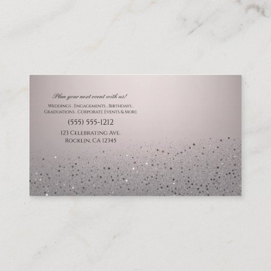 Blush Pink Sparkly Glitter Party Event Planner Visitekaartje (Achterkant)