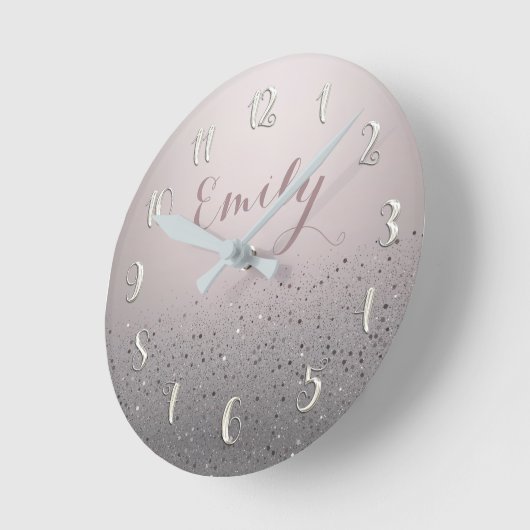 Blush Pink Sparkly Glitter Ronde Klok (Hoek)