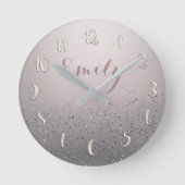 Blush Pink Sparkly Glitter Ronde Klok (Voorkant)