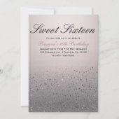 Blush Pink Sparkly Glitter Sweet 16 Birthday Party Kaart (Voorkant)