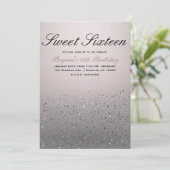 Blush Pink Sparkly Glitter Sweet 16 Birthday Party Kaart (Staand voorkant)