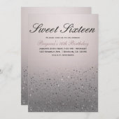 Blush Pink Sparkly Glitter Sweet 16 Birthday Party Kaart (Voorkant / Achterkant)