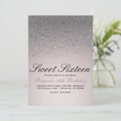 Blush Pink Sparkly Glitter Sweet 16 Birthday Party Kaart (Staand voorkant)