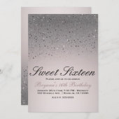 Blush Pink Sparkly Glitter Sweet 16 Birthday Party Kaart (Voorkant / Achterkant)