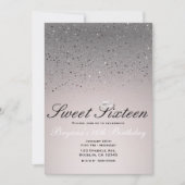 Blush Pink Sparkly Glitter Sweet 16 Crown Party Kaart (Voorkant)