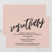 Blush Pink Spijtig Bruiloft Annulering Kaart (Voorkant / Achterkant)