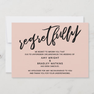 Blush Pink Spijtig Bruiloft Annulering Kaart