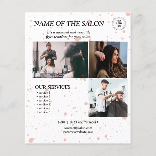 Blush Pink Splatter Minimal Salon Flyer (Voorkant)