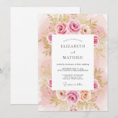 Blush Pink Splendid Rose Wedding Kaart (Voorkant / Achterkant)