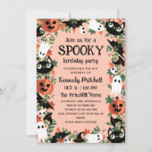 Blush Pink Spooky Halloween Kids Verjaardagsfeestj Kaart (Voorkant)