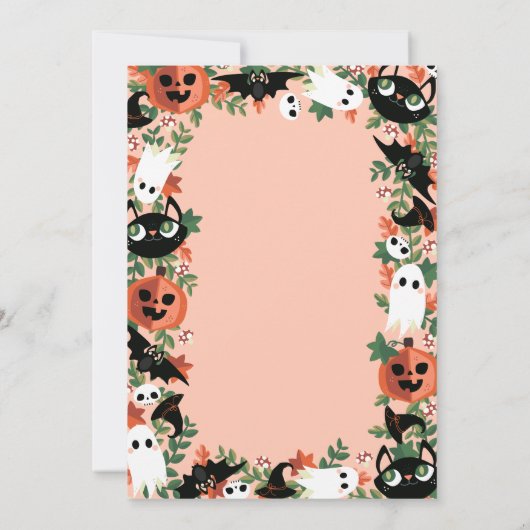 Blush Pink Spooky Halloween Kids Verjaardagsfeestj Kaart (Achterkant)