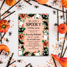 Blush Pink Spooky Halloween Kids Verjaardagsfeestj