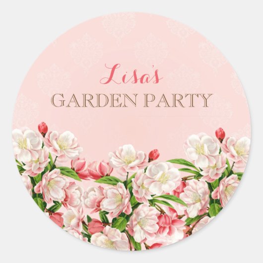 Blush Pink Spring Blossom Damask Ronde Sticker (Voorkant)