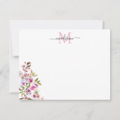 Blush Pink Spring Floral Cherry Blossom Monogram Notitiekaartje (Voorkant)