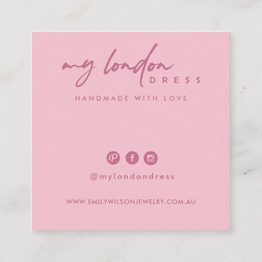 BLUSH PINK STAR WATERVERF STUD EARRING DISPLAY VIERKANTE VISITEKAARTJE (Achterkant)