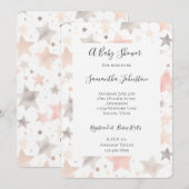 Blush Pink Stars Baby shower Kaart (Voorkant / Achterkant)