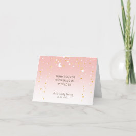 Blush Pink Stars Moon Baby shower Bedankkaart