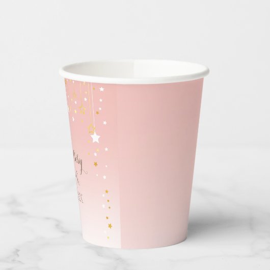 Blush Pink Stars Moon Baby shower Papieren Bekers (Links)