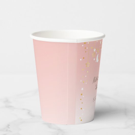 Blush Pink Stars Moon Baby shower Papieren Bekers (Rechts)