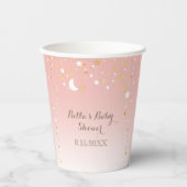 Blush Pink Stars Moon Baby shower Papieren Bekers (Voorkant)