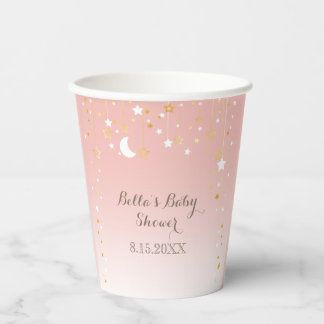 Blush Pink Stars Moon Baby shower Papieren Bekers