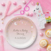 Blush Pink Stars Moon Baby shower Papieren Bordje (Feest)