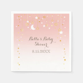 Blush Pink Stars Moon Baby shower Servet