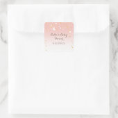 Blush Pink Stars Moon Baby shower Vierkante Sticker (Tas)