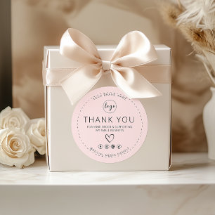 Blush Pink Sticker Logo Bedankt voor uw bestelling