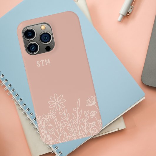 Blush Pink Stijlvolle Retro Wildflower Case-Mate iPhone Case