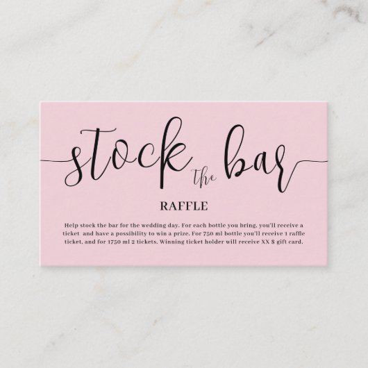Blush Pink Stock the bar Bridal Shower  Informatiekaartje (Voorkant)