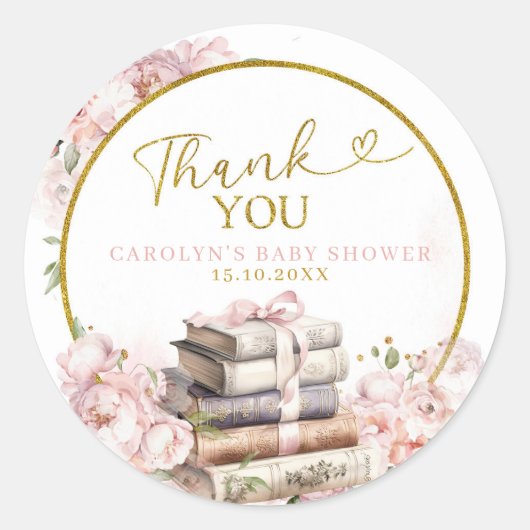 Blush Pink Storybook Baby shower Bedankt Sticker (Voorkant)