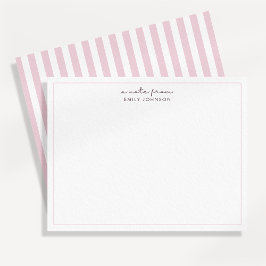 Blush Pink Stripe Minimalist a Note From Flat Note Kaart