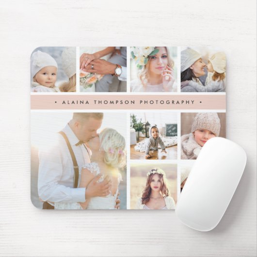 Blush Pink Stripe Photo Collage Muismat (Met muis)