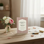 Blush Pink Striped Elegant Wedding Invitation Kaart