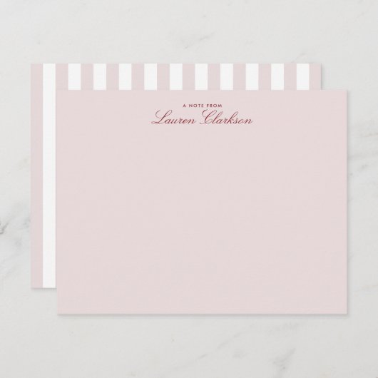 Blush Pink Striped Modern Stationery Note Kaart (Voorkant / Achterkant)