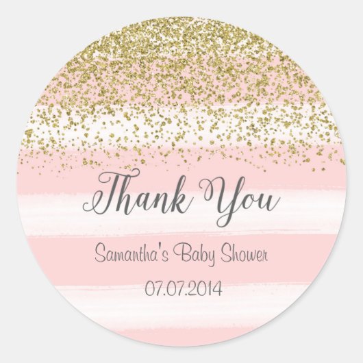 Blush Pink Stripes Baby shower Sticker (Voorkant)