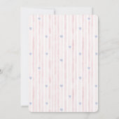 Blush Pink Stripes Blue Hearts Baby shower Kaart (Achterkant)