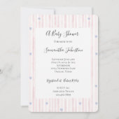 Blush Pink Stripes Blue Hearts Baby shower Kaart (Voorkant)