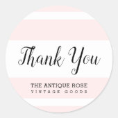 Blush Pink Stripes Business "Dank u" Sticker (Voorkant)