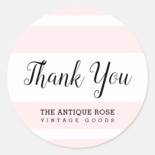 Blush Pink Stripes Business "Dank u" Sticker (Voorkant)
