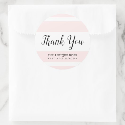 Blush Pink Stripes Business "Dank u" Sticker (Tas)
